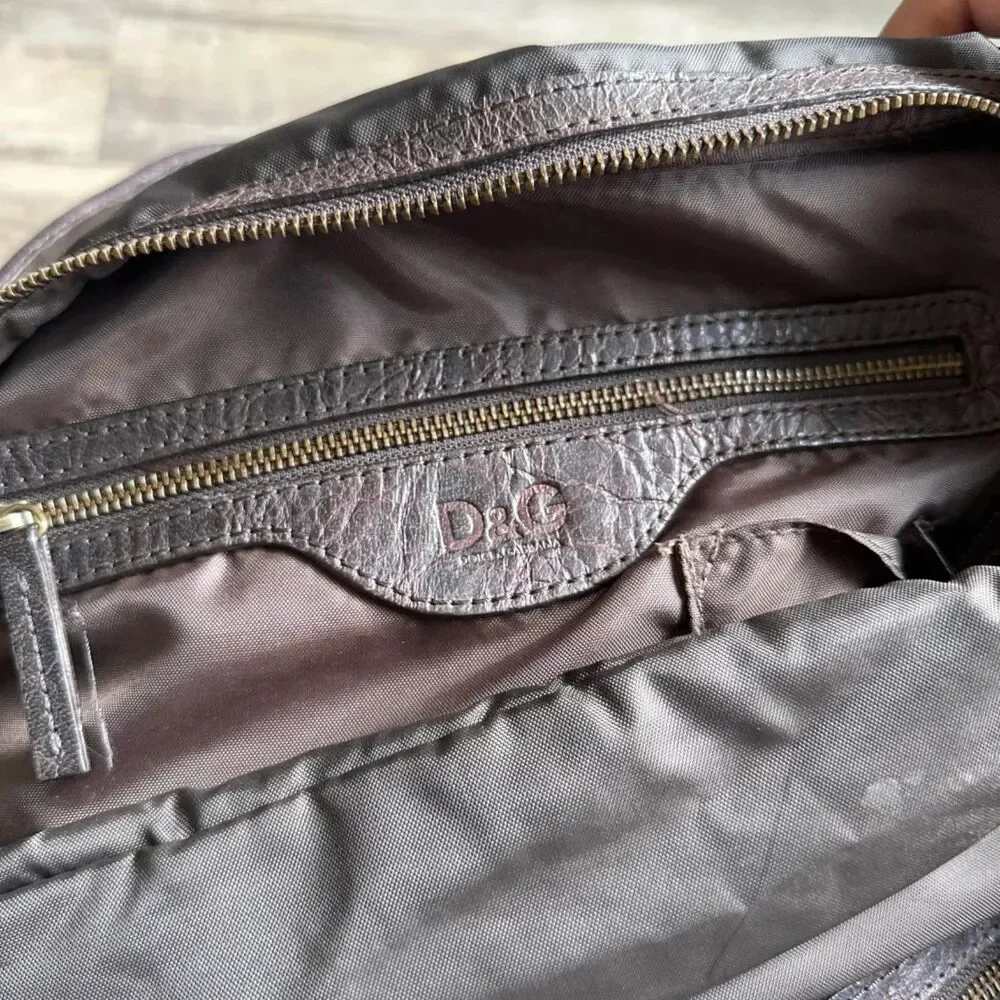 Vintage Dolce Gabbana D&G Brown Leather Messenger Bag